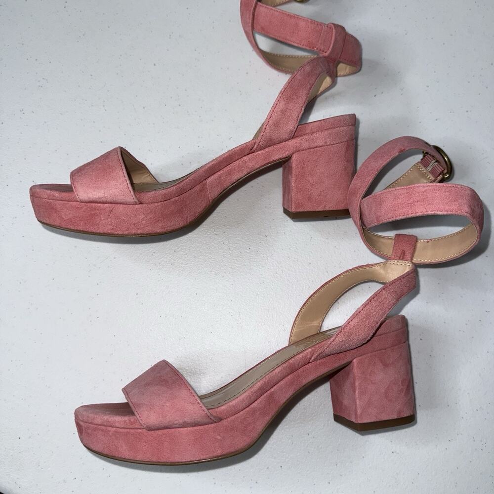 Coach Women’s Serena Heel Sandal Pink Suede Size 6.5 - Picture 3 of 8